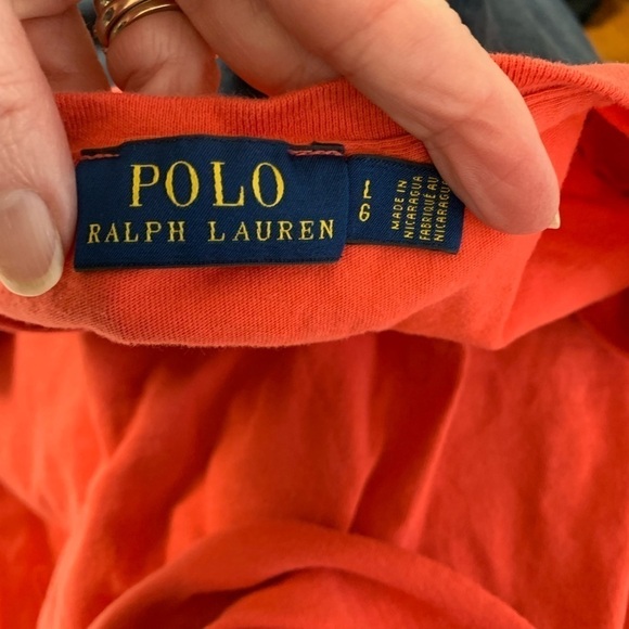 COPY - Polo Ralph Lauren large V neck T shirt cap sleeve 19 in pit coastal chic - Picture 3 of 5